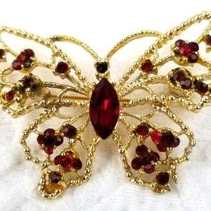 VINTAGE BUTTERLY PIN RUBY STONES